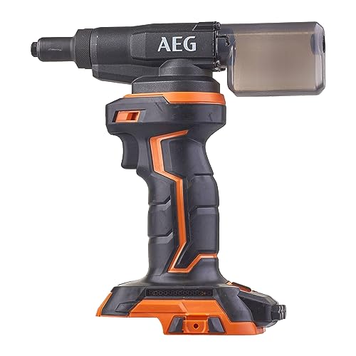 AEG - Nietmaschine, 18 V, 10.000 N, Durchmesser Nieten max. 2,4 bis 4,8 mm, Lieferung mit 4 Aufsätzen (ohne Schläger und Ladegerät) – BNZ18-0 von AEG