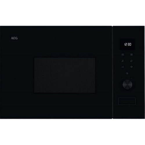 AEG OS5MG20EB Einbau-Mikrowelle, 20 l, 800 W, Grillfunktion, LED-Display, elektronische Öffnung, Schwarz mit Edelstahl-Finish, Anti-Fingerabdruck von AEG