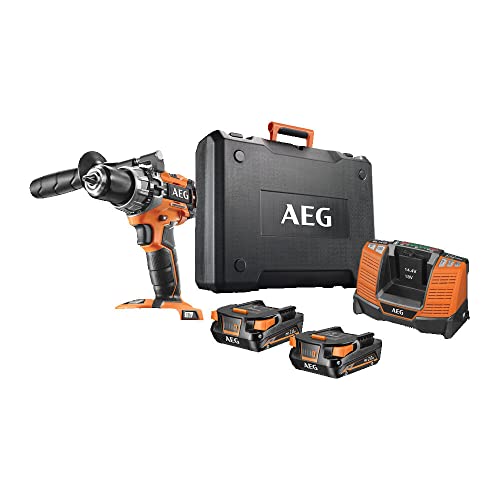 AEG 18 V PRO18V Brushless Akku-Kompakt-Schlagbohrschrauber BSB18C2BL-202C (2-Gang-Getriebe, max. Drehmoment 60 Nm, Drehmomentstufen 22, Bohrfutter 13 mm, inkl. 2 x 2,0Ah & Ladegerät im Koffer) von AEG