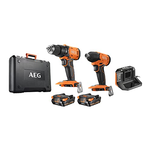 AEG PRO18V Akku-Kombo-Kit JP 18I2-202C (Schlagbohrschrauber BSB18G4 mit 60Nm max. Drehmoment, Schlagschrauber BSS18C2 mit 210Nm max. Drehmoment, inkl. Werkzeugkoffer, 2x 4,0Ah Akku und Ladegerät) von AEG