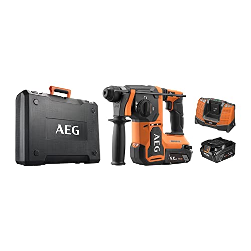 AEG PRO18V Bürstenloser Akku-Kombihammer BBH18BL2-502C (SDS-plus Werkzeugaufnahme, Max. Bohr Ø in Holz|Stahl|Beton 30|13|26 mm, inkl. 2 x 5,0 Ah Akku und Ladegerät) von AEG