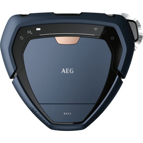 AEG RX9-2-6IBM Staubsaugerroboter, 3D-Vision, Akku bis 120 min, motorisierte Bürste, Breite 22 cm, Schnellladung, große Filtration, Skala 2, 2 cm, 75 dB, LED-Display, WiFi, APP, Behälter 0,7 l, Blau von AEG