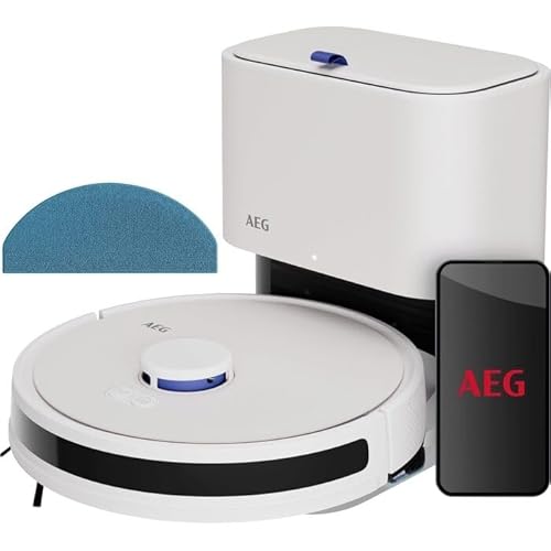 AEG Saugroboter mit Wischfunktion, WiFi, LiDAR Navigation, automatischen Entleerungsstation, Saugleistung 4000 Pa, Akku 14,4 V, bis zu 175 min Laufzeit, bis 140m², Wassertank 0,28 l, Weiß , AR71UW2SW von AEG