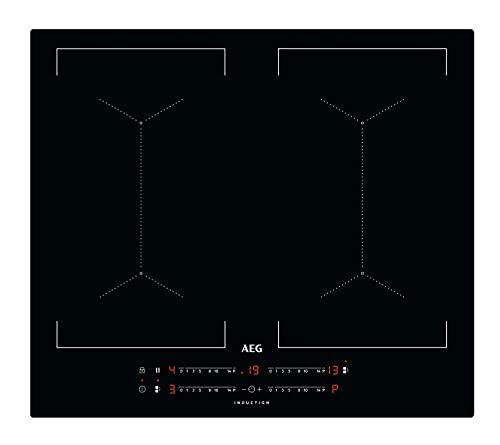 AEG Serie 6000 MultipleBridge Induktionskochfeld 4 Brenner IKE64453IB Kratzfeste Oberfläche und AutoMax-Funktion, 4 Kochzonen, 60 cm Breite, 580 x 510 mm, schwarz von AEG