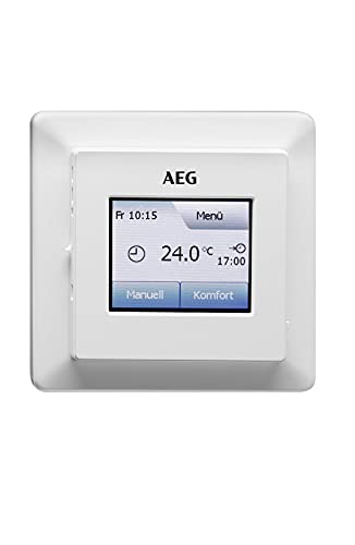 AEG elektronischer Raumtemperaturregler RTD 903 TC, Wochenprogramm, einfacher Menünavigation, Farb-Touchscreen, integrierter Raumtemperatursensor, Unterputz, 236721 von AEG
