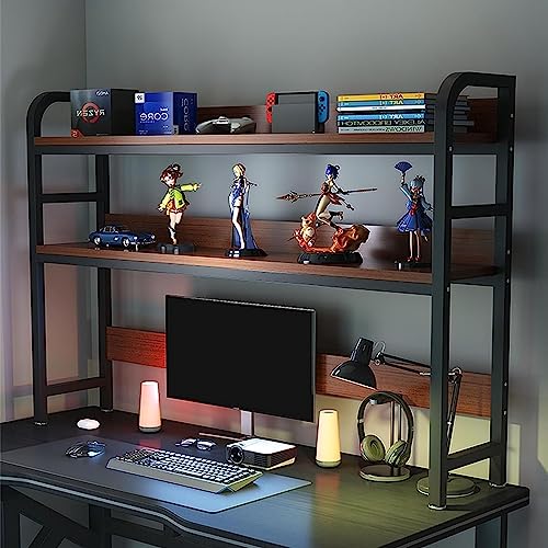AEGCAOJH 2-stöckiges Schreibtisch-Bücherregal/Bücherregal - Computertisch-Bücherregal-Aufsatz, freistehendes Schreibtisch-Bücherregal für Computertisch, Schreibtisch-Organizer-Regal, Mult von AEGCAOJH