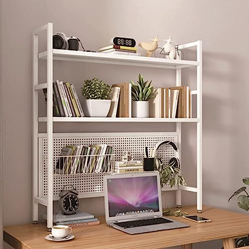 AEGCAOJH 2-stöckiges Schreibtisch-Bücherregal aus Schmiedeeisen - Industrielles Computertisch-Schreibtischregal, Schreibtisch-Bücherregal fürs Büro, Schreibtisch-Organizer fürs Büro mit Loc von AEGCAOJH