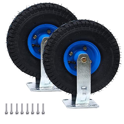 AEGCAOJH 2er-Pack 200 mm Schwerlast-Lenkrolle 250 mm Luftgefülltes Lenkrad mit Bremse Schwenkplatte Lenkrolle mit Edelstahlschrauben, Stoßdämpfung Gummi-Lenkrolle Bockrolle Stahlnabe, für S von AEGCAOJH