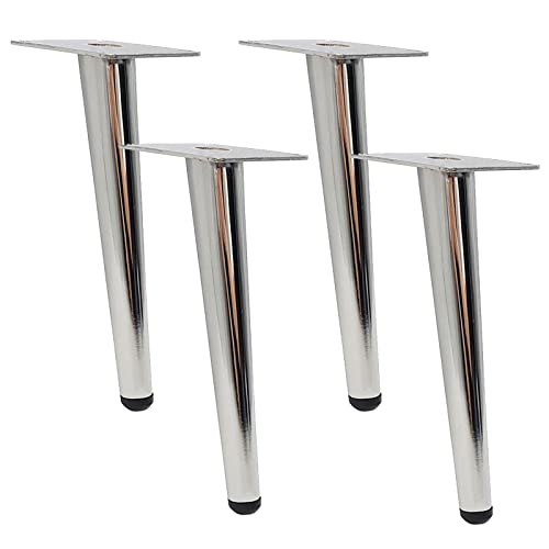 AEGCAOJH 4 Stück Möbelbeine aus Metall, schräge Kegel, Sofa-Tischbeine, DIY-Eisenbeine für Couchtisch, Couch, Stuhl, Ottomane, TV-Ständer, 800 kg Tragkraft, Silber (12 cm) mit Schrauben von AEGCAOJH