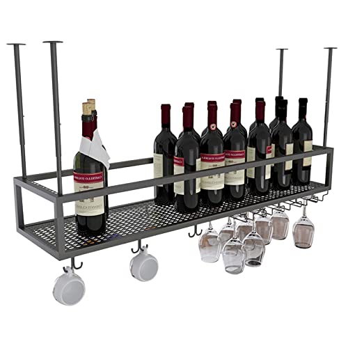 AEGCAOJH An der Decke montiertes Weinregal, hängender Weinhalter, Weinglas- und Kelchhalter aus Metall, schwebende Ausstellungsregale für Bar- und Weinkeller in der Küche, Weinlagerung, sch von AEGCAOJH