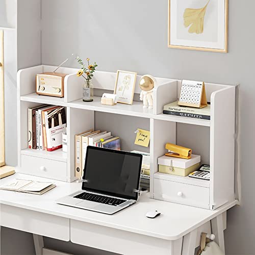 AEGCAOJH Aufbewahrungsregal für den Schreibtisch im Büro – 3-stöckiges Schreibtisch-Bücherregal mit Schubladen, einfaches mehrschichtiges kleines Bücherregal für den Computertisch, Schlafzi von AEGCAOJH