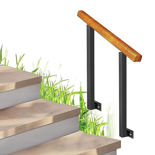AEGCAOJH Außentreppengeländer, Außenhandlauf aus Metallschmiedeeisen für 1–4 Stufen, Übergangshandlauf für Holzstufen auf Gartenverandas, Sicherheitshandlauf-Stützstange (Farbe: Höhe 95 cm, AEGCAOJH Außentreppengeländer, Außenhandlauf aus Metallschmiedeeisen für 1–4 Stufen, Übergangshandlauf für Holzstufen auf Gartenverandas, Sicherheitshandlauf-Stützstange (Farbe: Höhe 95 cm, von AEGCAOJH
