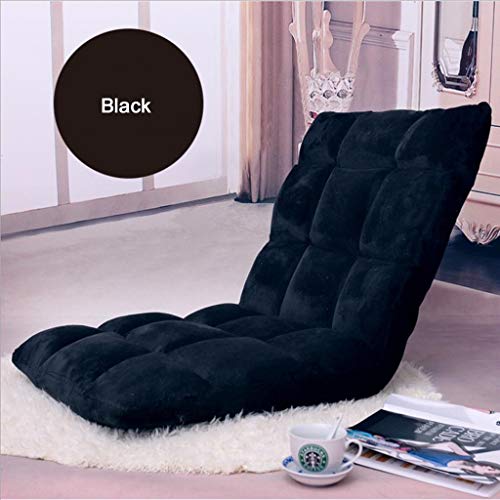 AEGCAOJH Bodensofa-Stuhl, faltbar, gepolsterter Boden-Meditations- und Gaming-Stuhl mit Verstellbarer Rückenlehne, dickem Sitzkissen, kleines Lounge-Sofa (Farbe: Schwarz) (Schwarz) von AEGCAOJH