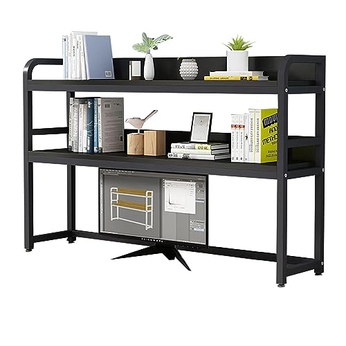 AEGCAOJH Bücherregal für den Büroschreibtisch – Schreibtisch-Bücherregal-Aufbewahrungsorganisator, 2-stufiges Schreibtisch-Bücherregal aus Schmiedeeisen und Metall für den Computerschreibti von AEGCAOJH