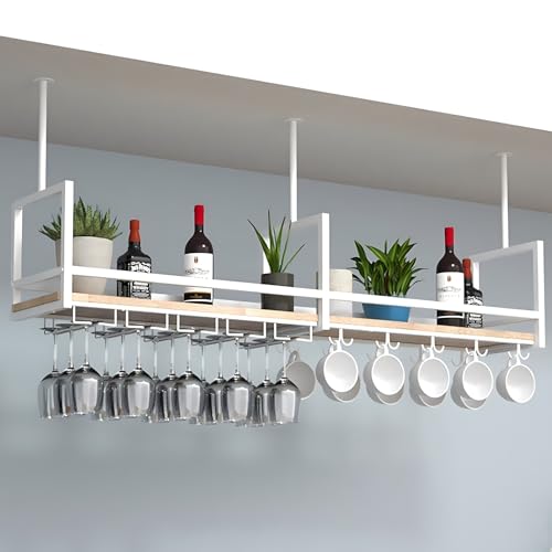 AEGCAOJH Deckenmontiertes Regal, hängendes Weinregal aus Metall mit Glashalter, Lagerregale für Küchenbars, Blumenpflanzen-Präsentationsständer für Bars, Küchencafés AEGCAOJH Deckenmontiertes Regal, hängendes Weinregal aus Metall mit Glashalter, Lagerregale für Küchenbars, Blumenpflanzen-Präsentationsständer für Bars, Küchencafés von AEGCAOJH