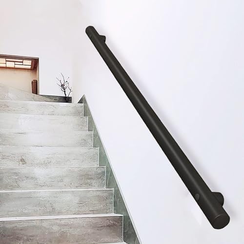 AEGCAOJH FT - 20 FT Handlauf für Innentreppen, schwarz, Handläufe aus Edelstahlrohr mit stabilen Wandhalterungen, Treppengeländer-Set, Rutschfester Haltegriff - Sicherheitsunterstützung 200 von AEGCAOJH