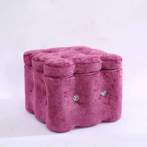 AEGCAOJH Fußhocker Fußhocker Ottoman Pouffe Fußhocker,Quadratischer Aufbewahrungs-Fußhocker Europäische Holz-Fußhocker Wohnzimmer Schlafzimmer Arbeitszimmer Kleine Bank,Rosa Wohnkultur Stuh von AEGCAOJH