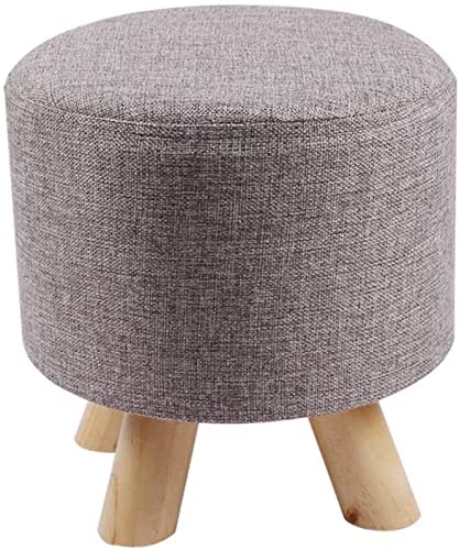 AEGCAOJH Fußhocker Fußhocker Rund Gepolsterte Fußhocker Sitzgelegenheiten Aus Holz Fußhocker Ottomane Stuhl Fußhocker 4 Holzbeine Und Leinenbezug 28 * 28 * 28 cm, Grauer Wohnkulturstuhl von AEGCAOJH