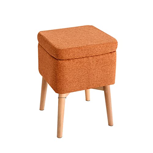 AEGCAOJH Fußhocker Quadratischer Fußhocker Schuhwechselhocker Aufbewahrungshocker Ottomane Baumwollleinen-Fußhocker für das Schlafzimmer für das Wohnzimmer,Orange-33x33x47cm von AEGCAOJH