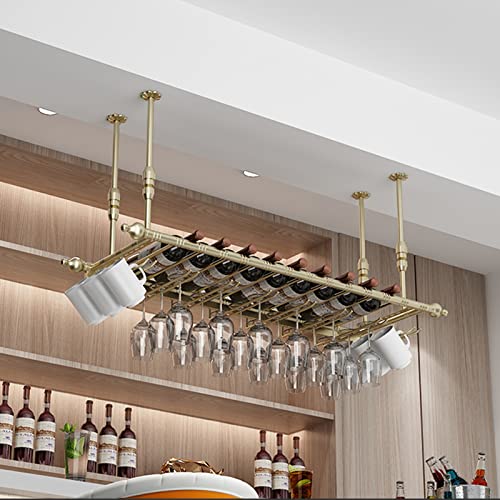 AEGCAOJH Goldenes Weinregal, Weinflaschenhalter an der Decke, Hängende Kelch- und Stielglasregale, schwebende Organizer-Regale, dekoratives Regal/Lagerregal aus Schmiedeeisen (Größe: 60 x 3 AEGCAOJH Goldenes Weinregal, Weinflaschenhalter an der Decke, Hängende Kelch- und Stielglasregale, schwebende Organizer-Regale, dekoratives Regal/Lagerregal aus Schmiedeeisen (Größe: 60 x 3 von AEGCAOJH