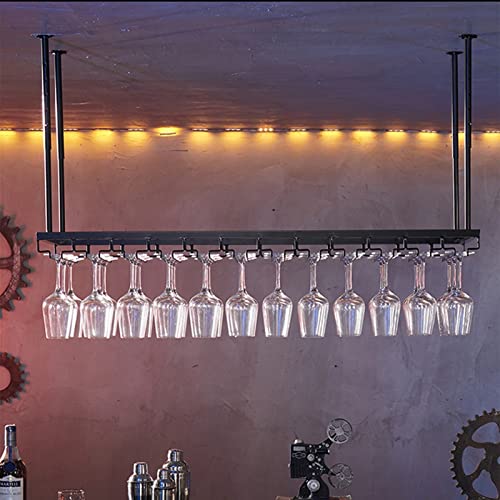 AEGCAOJH Hängender Weinhalter, Weinglasregal für die Decke, Aufbewahrungsaufhänger, Metall-Organizer unter dem Schrank, Stielglasregal für Bar, Küchenschrank, Schwarz (Größe: 60 x 35 cm) von AEGCAOJH