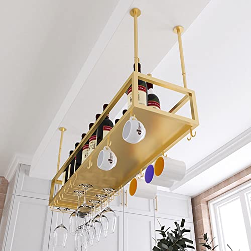 AEGCAOJH Hängendes Weinregal, Weinflaschenhalter, Deckendekoration, Weinglasregal mit Stielglashalter, für Bars, Restaurants, Küchen, Decken-Weinflaschen-Lagerregal (Größe: 120 x 25 x 21 cm AEGCAOJH Hängendes Weinregal, Weinflaschenhalter, Deckendekoration, Weinglasregal mit Stielglashalter, für Bars, Restaurants, Küchen, Decken-Weinflaschen-Lagerregal (Größe: 120 x 25 x 21 cm von AEGCAOJH