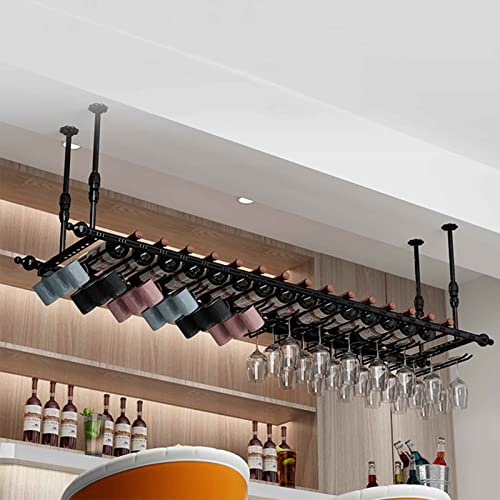 AEGCAOJH Hängendes Weinregal, Weinglashalter, an der Decke montiertes Weinglasflaschenregal, Weinregal aus Metall mit Glashalter, Kelch-Champagnerflaschenhalter, hängender Weinhalter, schwe AEGCAOJH Hängendes Weinregal, Weinglashalter, an der Decke montiertes Weinglasflaschenregal, Weinregal aus Metall mit Glashalter, Kelch-Champagnerflaschenhalter, hängender Weinhalter, schwe von AEGCAOJH