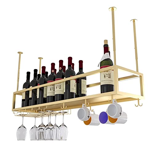 AEGCAOJH Hängendes Weinregal aus Metall, Flaschenregal für die Decke, Weinregal aus Eisen, mit Stielglasregal für die Küchenbar unter dem Schrank, verstellbare Höhe und Breite (Größe: 60 x AEGCAOJH Hängendes Weinregal aus Metall, Flaschenregal für die Decke, Weinregal aus Eisen, mit Stielglasregal für die Küchenbar unter dem Schrank, verstellbare Höhe und Breite (Größe: 60 x von AEGCAOJH
