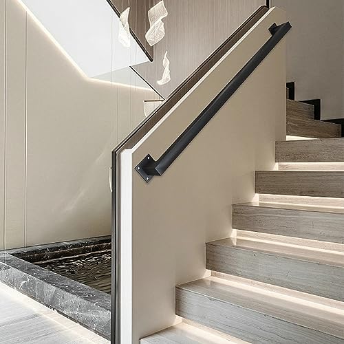 AEGCAOJH Handläufe für Treppengeländer, schwarzes Metall-Vierkantrohr, Wandmontage, Treppengeländerhandläufe für Außentreppen oder Innentreppen, sicher, rutschfest von AEGCAOJH