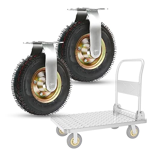 AEGCAOJH Hochleistungs-Lenkrollen, 6/8/10 Zoll Industrie-Lenkrollen, gummierte Trolley-Räder, Stoßdämpfung, geräuschlose Bewegung, pneumatische Lenkrolle, 2er-Set von AEGCAOJH