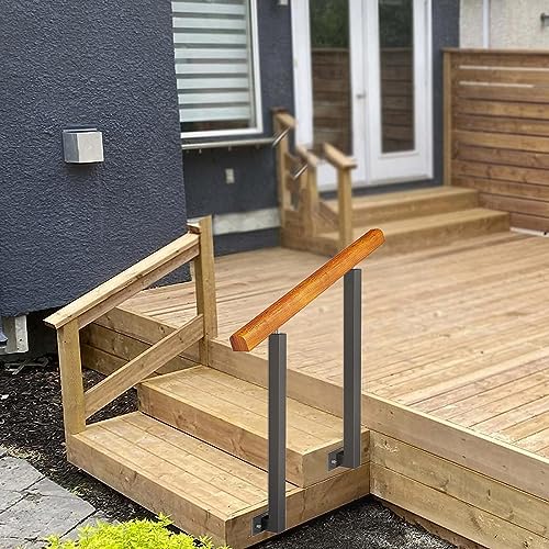 AEGCAOJH Holzhandlauf, Passend für 1 oder 2 Stufen, Übergangshandlauf - Außentreppengeländer, Hauseingang, Handlauf für die Veranda, mit verstellbarem 270°-Winkel, Schmiedeeisenpfosten Nr. AEGCAOJH Holzhandlauf, Passend für 1 oder 2 Stufen, Übergangshandlauf - Außentreppengeländer, Hauseingang, Handlauf für die Veranda, mit verstellbarem 270°-Winkel, Schmiedeeisenpfosten Nr. von AEGCAOJH