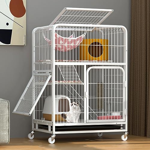AEGCAOJH Katzenkäfig DIY Doppelschichtiger Katzenkäfig Metall-Katzenzaun Outdoor-Katzenzaun Kleintier-Reise-Campingzaun Einfach zu montieren Mit leicht zu reinigender Ablage (Farbe: Weiß, G von AEGCAOJH