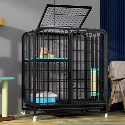 AEGCAOJH Katzenkäfig Großer Innenraum Heim Katzenkäfig aus Metall Verbreiterte Plattform Käfig für Frettchen Meerschweinchen Hundekäfig Katzenzaun Mit Tablett Abnehmbarer Katzenzaun Für EIN von AEGCAOJH