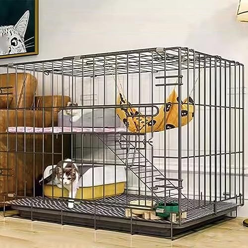 AEGCAOJH Katzenzaun Großer Innen- und Haushalts-Faltbarer Katzenkäfig aus Metall Meerschweinchenkäfig Hundekäfig Katzenzaun Katzenrahmen Outdoor-Reisen Camping Leicht zu tragender Katzenzau von AEGCAOJH