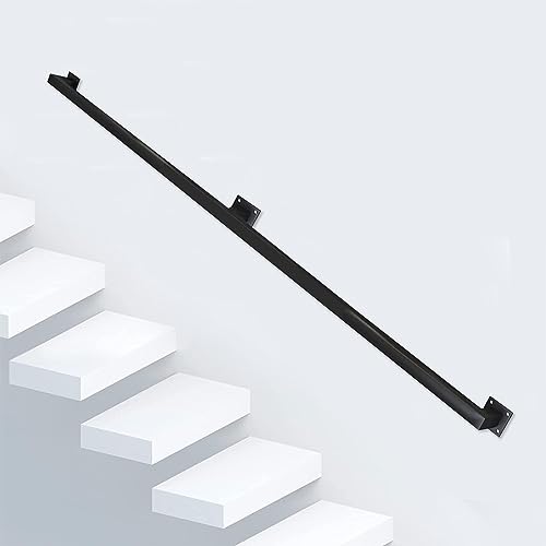 AEGCAOJH Moderner Handlauf für Innentreppen, quadratisches Treppengeländer zur Wandmontage mit schwarzen schmiedeeisernen Halterungen, Sicherheitshandlauf-Stützstange, für Treppenflure (Grö von AEGCAOJH