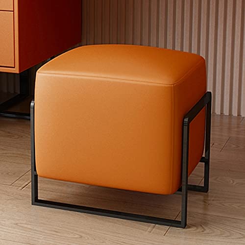 AEGCAOJH Moderner Kleiner osmanischer Fußhocker, quadratischer Ottoman aus Kunst-PU-Leder, industrieller Barhocker, Schminkhocker, Fußhocker mit dekorativen metallisierten Füßen/B von AEGCAOJH