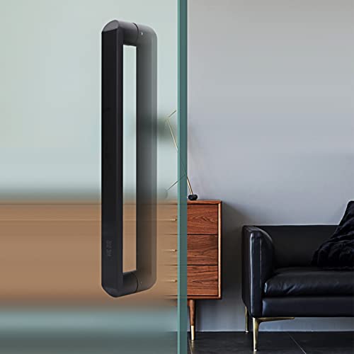 AEGCAOJH Modernes Scheunentor-Zuggriff-Set, Mattes schwarzes Finish, quadratisch, doppelseitiger Glastürgriff für Schiebetüren im Innen- und Außenbereich (29 1/8 Zoll x 27,5 Zoll) von AEGCAOJH