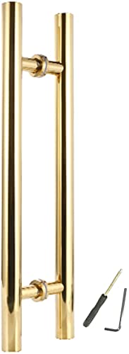 AEGCAOJH Runder Scheunentorgriff, moderner doppelseitiger Glastürgriff aus Edelstahl/hölzerner Torgriff, Push-Pull-Schiebetür-Hauptbadezimmerbeschläge (Größe: Länge 80 cm (31,5 Zoll)) von AEGCAOJH