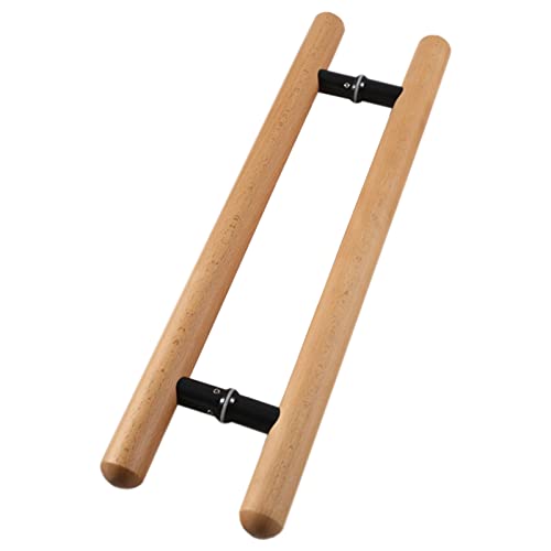 AEGCAOJH Runder Türgriff aus Holz, doppelseitiger Türgriff, H-förmiger Eingangsgriff für Scheunen, moderner Holztür-/Glastürgriff (Farbe: Natur, Größe: 60 cm) von AEGCAOJH