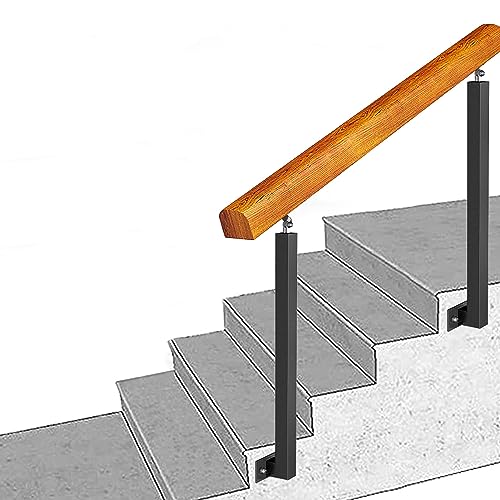 AEGCAOJH Schmiedeeiserne Handläufe, Latten für Seitenwände von Außentreppen, Treppengeländer-Set aus Massivholz für 1 oder 2 Stufen mit verstellbaren Winkelpfosten, Sicherheitshandlauf für AEGCAOJH Schmiedeeiserne Handläufe, Latten für Seitenwände von Außentreppen, Treppengeländer-Set aus Massivholz für 1 oder 2 Stufen mit verstellbaren Winkelpfosten, Sicherheitshandlauf für von AEGCAOJH