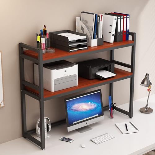 AEGCAOJH Schreibtisch-Bücherregal - 2-stufiges Schreibtisch-Bücherregal/Bücherregal, Schreibtisch-Aufbewahrungsregal für Computertische, Mehrzweck-Arbeitsplatten-Aufsatz-Bücherregal, vers von AEGCAOJH