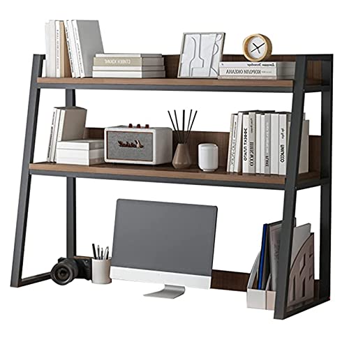 AEGCAOJH Schreibtisch-Bücherregal-Aufbewahrungsorganisator, Büro-Schreibtisch-Bücherregal, Leiter-Bücherregal für Computer-Desktop aus Metall und Holz, 1/2-stufiges Mehrzweck-Arbeitsplatten von AEGCAOJH