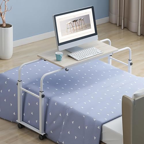 AEGCAOJH Schreibtisch über dem Bett, Schreibtisch über dem Bett mit Rollen, höhenverstellbar, Schreibtisch fürs Bett, Schwenkrollen, MDF-Platten, Beine aus Arbonstahl, Höhenverstellbar, BRE AEGCAOJH Schreibtisch über dem Bett, Schreibtisch über dem Bett mit Rollen, höhenverstellbar, Schreibtisch fürs Bett, Schwenkrollen, MDF-Platten, Beine aus Arbonstahl, Höhenverstellbar, BRE von AEGCAOJH