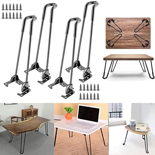AEGCAOJH Tischfüße, 4 Stück Faltbare Haarnadelbeine, robuste Haarnadel-Tischbeine aus Metall, Mid-Century Modern-Stil für Couchtisch, Schreibtisch, Bänke, Sofa, Kaffeetisch, Fernsehständer, von AEGCAOJH