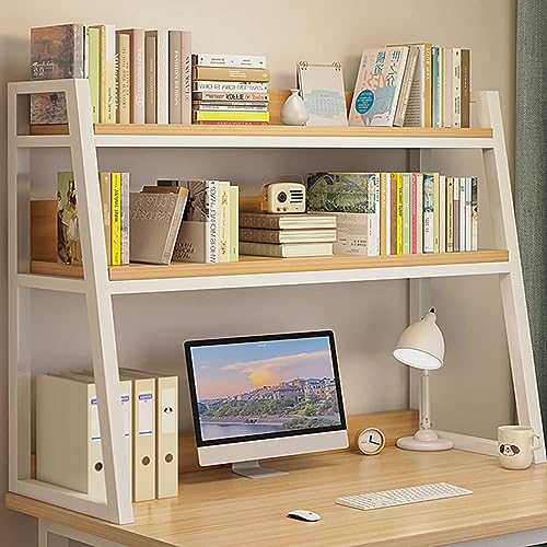 AEGCAOJH Trapezförmiges Schreibtisch-Bücherregal – 2-stöckiges Schreibtisch-Bücherregal fürs Büro, Schreibtisch-Aufbewahrungsregal für Computertische, Mehrzweck-Bücherregal aus Holz für die von AEGCAOJH