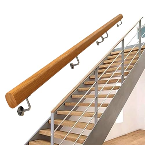 AEGCAOJH Treppengeländer-Handlauf 1 m 2 m 300 cm 3,6 m Wandmontierte Holzhandläufe Treppengeländer Sicherheitshandlauf für Innenkorridortreppen Haltegriff Fußgeländerstütze (Größe: 6 Fuß/18 von AEGCAOJH