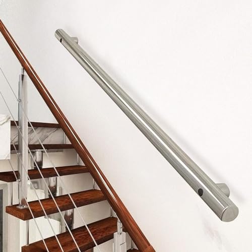AEGCAOJH Treppenhandlauf Geländer 30 cm-600 cm Treppenhandlauf für Wände, Edelstahlrohr Handläufe Sicherheitshaltegriff Stützstange für Treppen Innen- und Außenstufen (Size : 2ft/60cm) von AEGCAOJH