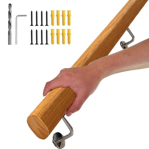 AEGCAOJH Treppenhandlauf aus Holz für die Wand – Komplettset. rutschfeste Handläufe für Innentreppen mit stabilen Edelstahlhalterungen. Sicherheitshaltegriff für Treppengeländer zur Wandmon AEGCAOJH Treppenhandlauf aus Holz für die Wand – Komplettset. rutschfeste Handläufe für Innentreppen mit stabilen Edelstahlhalterungen. Sicherheitshaltegriff für Treppengeländer zur Wandmon von AEGCAOJH