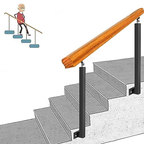 AEGCAOJH Übergangshandlauf für Betonstufen oder Seitenwände von Holztreppen, passend für 1–4-stufiges Außentreppengeländer mit verstellbarem Pfosten, Sicherheitshandlauf-Stützstange aus Sch von AEGCAOJH