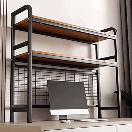 AEGCAOJH Verstellbares Schreibtisch-Bücherregal mit 2 Ebenen – Bücherregal für Computer-Desktop, Schreibtisch-Regal-Organizer mit Gitter, erweiterbarer Desktop-Speicher-Manager, Lagerregal von AEGCAOJH